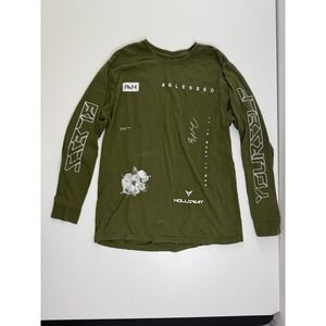 UFC Max Holloway Mens Long Sleeve T Shirt Olive‎ Green Blessed Streetwear XL